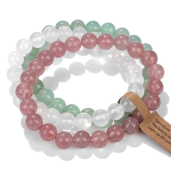 Set of three gemstone bracelets - Picture 2 of 3
